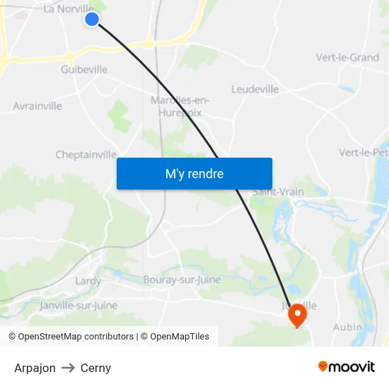 Arpajon to Cerny map