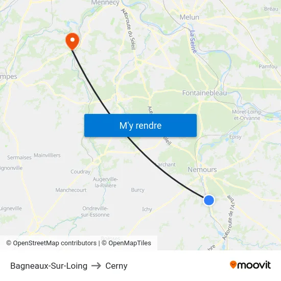 Bagneaux-Sur-Loing to Cerny map