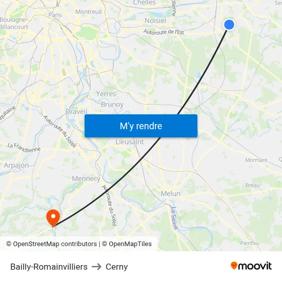 Bailly-Romainvilliers to Cerny map