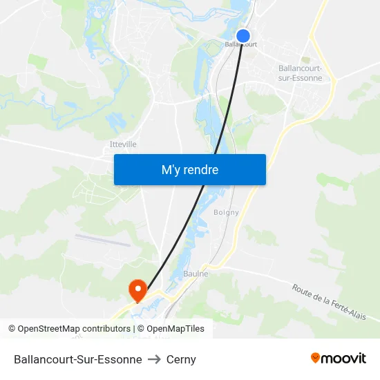 Ballancourt-Sur-Essonne to Cerny map