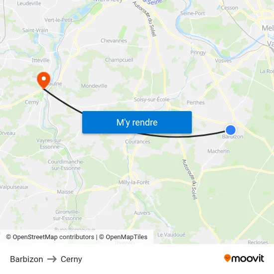 Barbizon to Cerny map