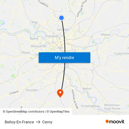 Belloy-En-France to Cerny map