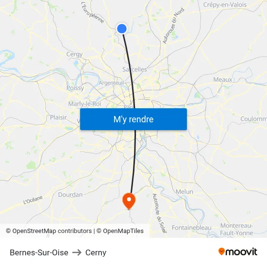 Bernes-Sur-Oise to Cerny map