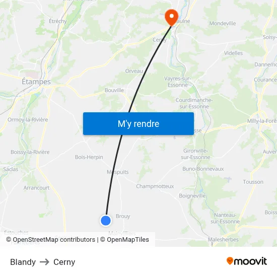 Blandy to Cerny map