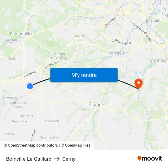 Boinville-Le-Gaillard to Cerny map