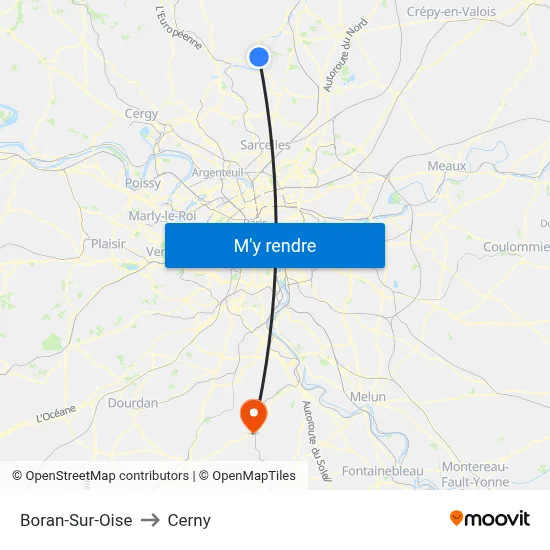 Boran-Sur-Oise to Cerny map