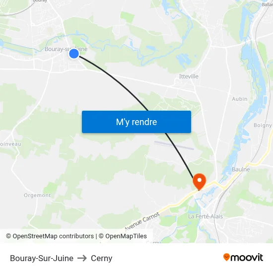 Bouray-Sur-Juine to Cerny map