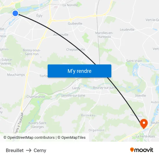 Breuillet to Cerny map