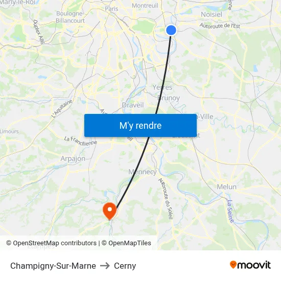 Champigny-Sur-Marne to Cerny map
