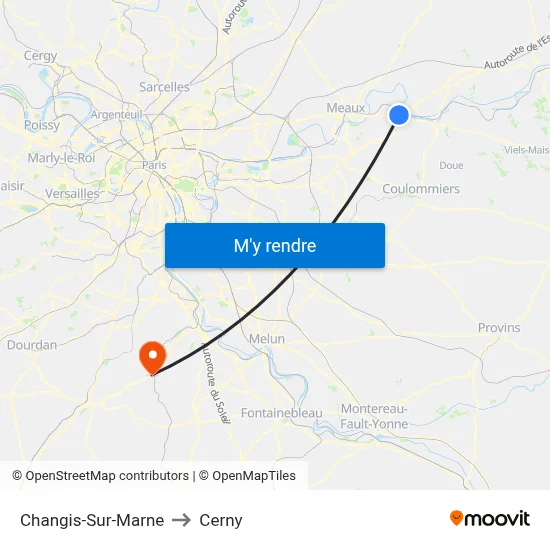 Changis-Sur-Marne to Cerny map