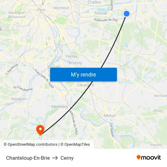 Chanteloup-En-Brie to Cerny map