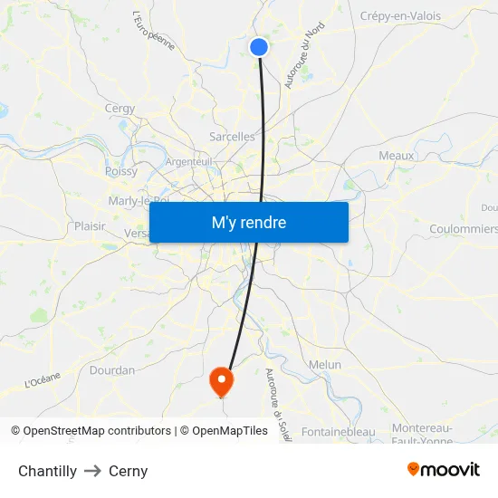 Chantilly to Cerny map