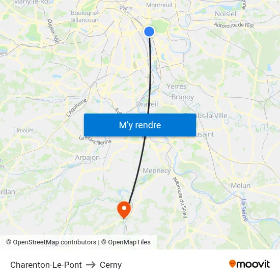 Charenton-Le-Pont to Cerny map