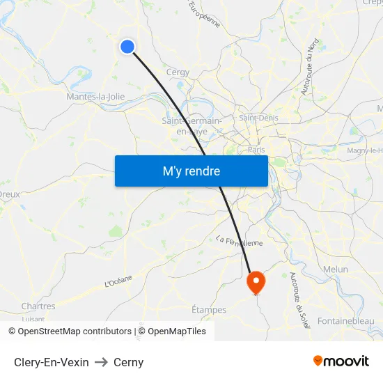 Clery-En-Vexin to Cerny map