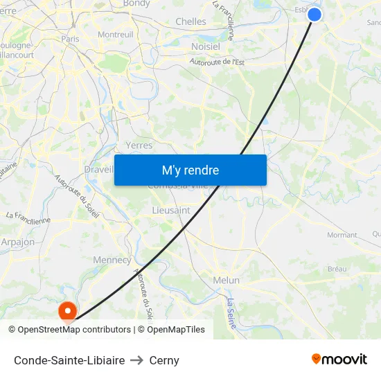 Conde-Sainte-Libiaire to Cerny map