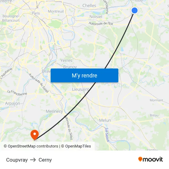 Coupvray to Cerny map