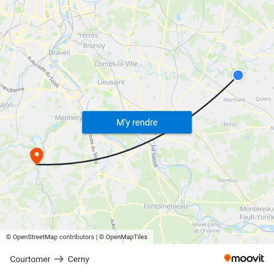 Courtomer to Cerny map