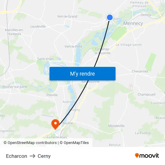 Echarcon to Cerny map