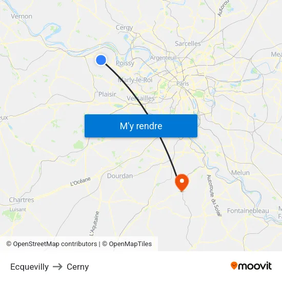 Ecquevilly to Cerny map