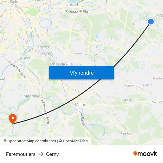 Faremoutiers to Cerny map