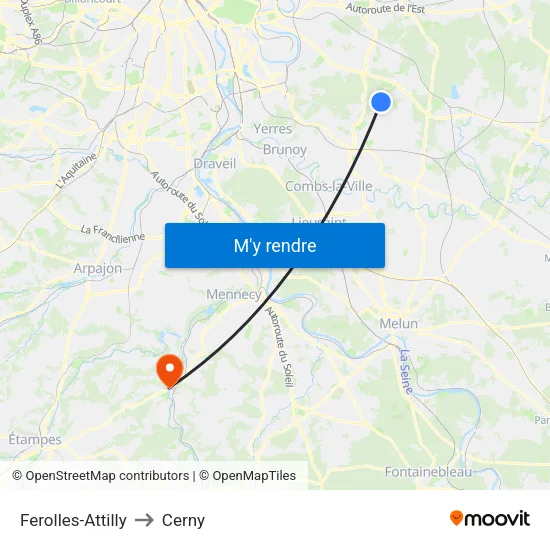 Ferolles-Attilly to Cerny map