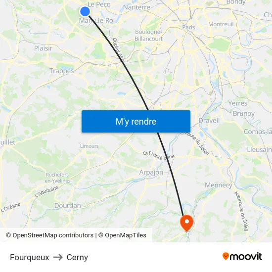 Fourqueux to Cerny map