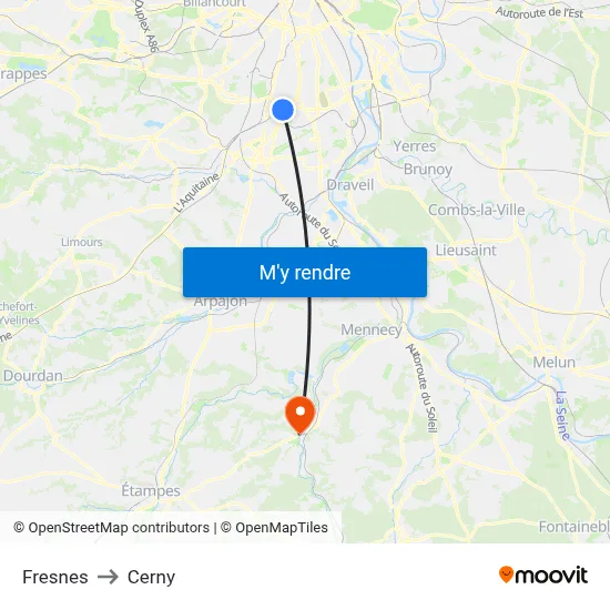 Fresnes to Cerny map
