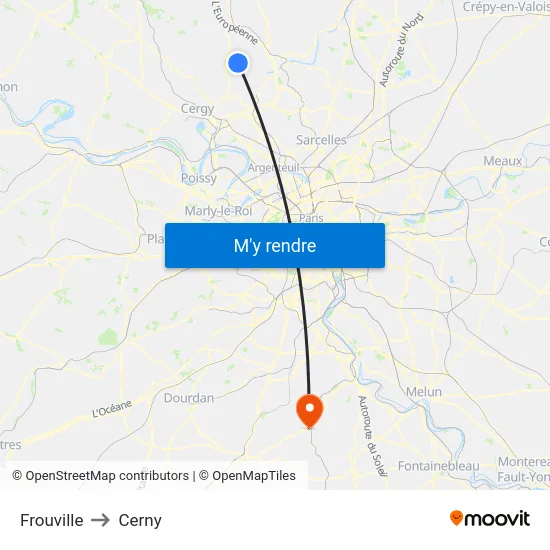 Frouville to Cerny map