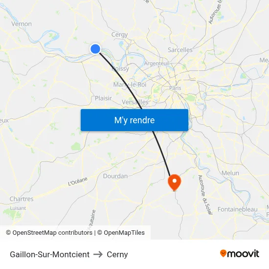 Gaillon-Sur-Montcient to Cerny map