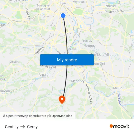 Gentilly to Cerny map
