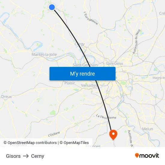 Gisors to Cerny map