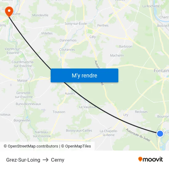 Grez-Sur-Loing to Cerny map