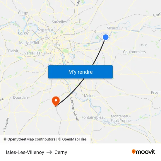 Isles-Les-Villenoy to Cerny map