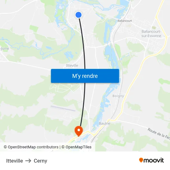 Itteville to Cerny map