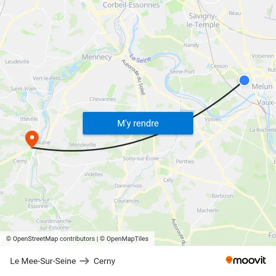 Le Mee-Sur-Seine to Cerny map