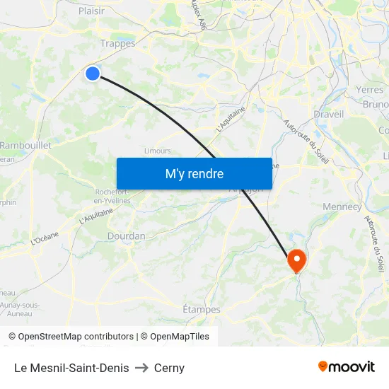 Le Mesnil-Saint-Denis to Cerny map