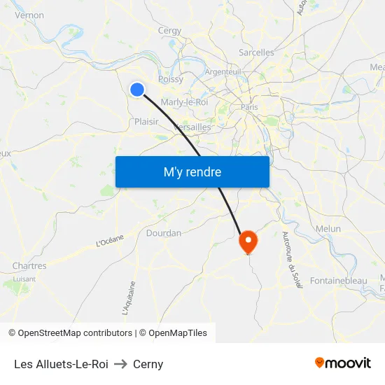 Les Alluets-Le-Roi to Cerny map