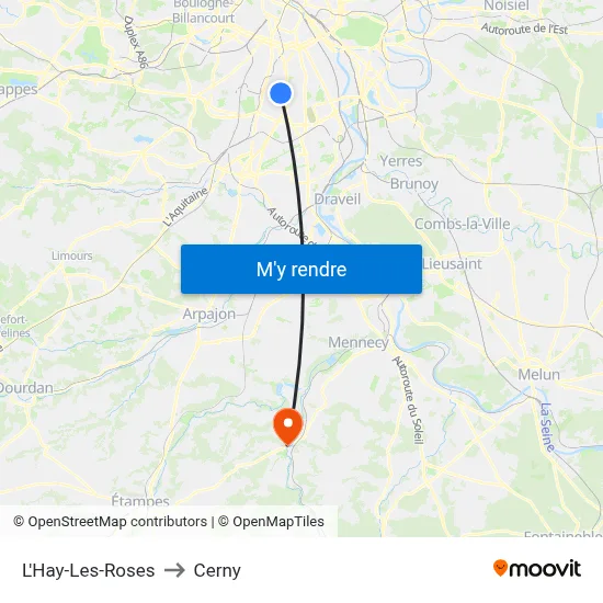 L'Hay-Les-Roses to Cerny map