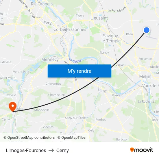 Limoges-Fourches to Cerny map