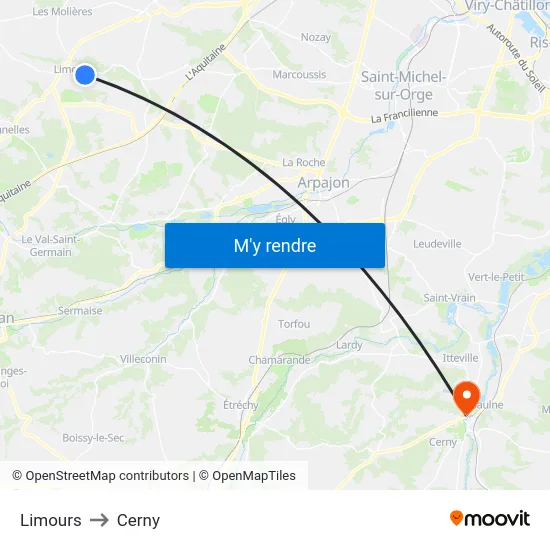 Limours to Cerny map