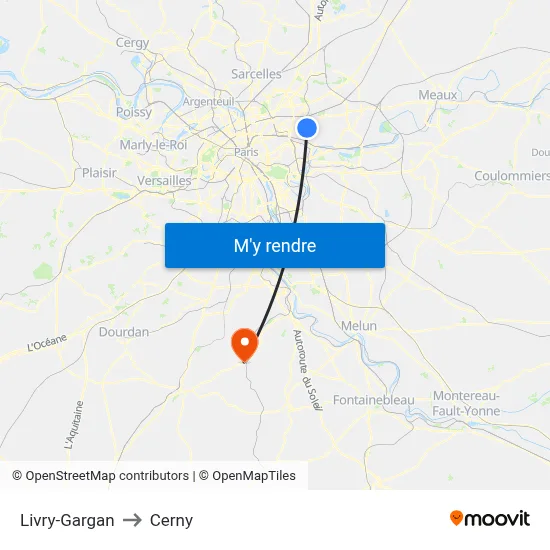 Livry-Gargan to Cerny map