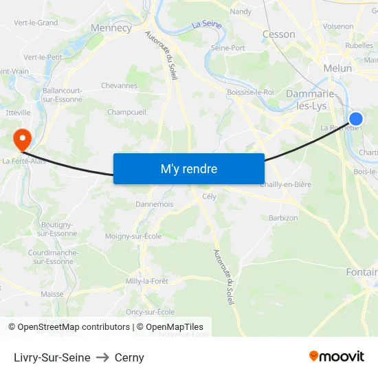 Livry-Sur-Seine to Cerny map