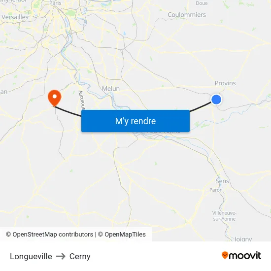 Longueville to Cerny map