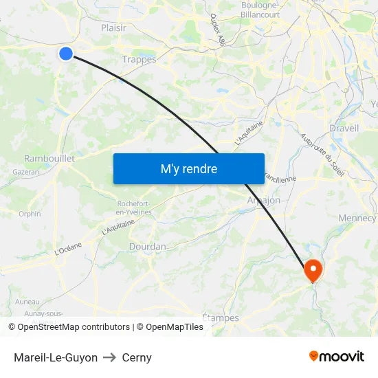 Mareil-Le-Guyon to Cerny map