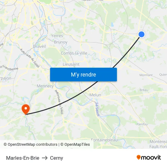 Marles-En-Brie to Cerny map