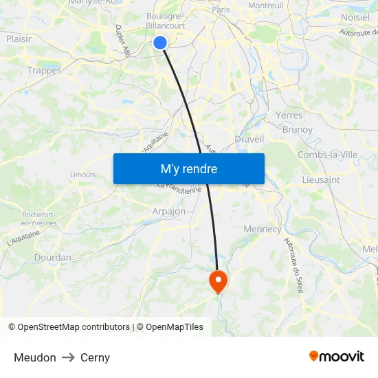 Meudon to Cerny map
