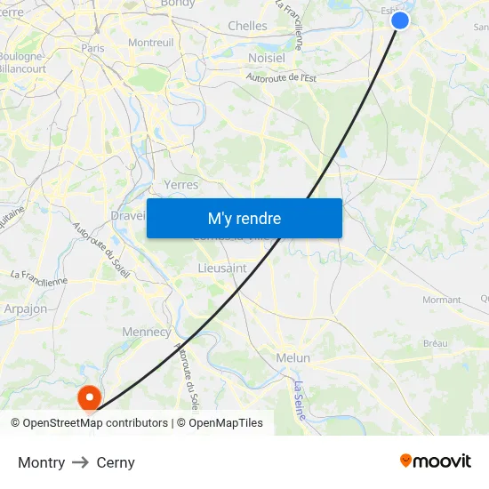 Montry to Cerny map