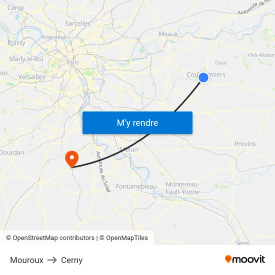 Mouroux to Cerny map