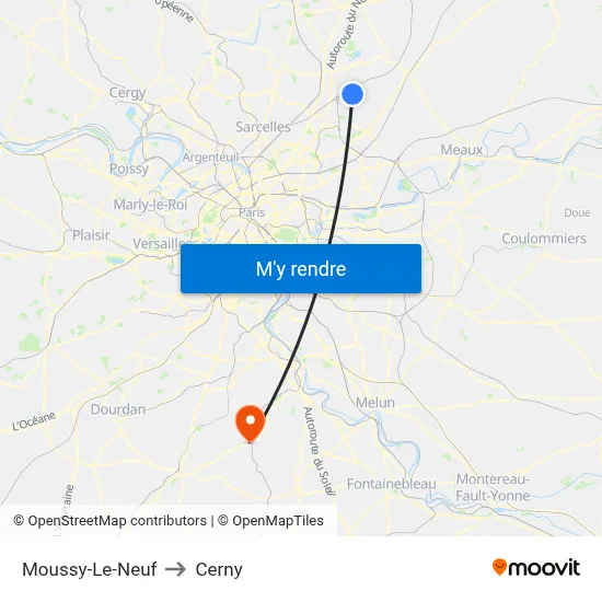 Moussy-Le-Neuf to Cerny map