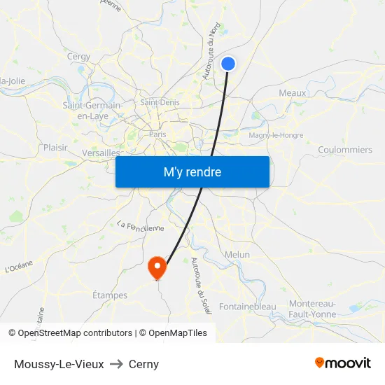 Moussy-Le-Vieux to Cerny map